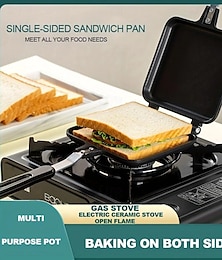 cheap -1pc Sandwich Maker Non-stick Grilled Sandwich Double Sided Frying Pan, Bread Toast Breakfast Pan Omelette Pan Outdoor Camping Baking Pan Kitchen Supplies