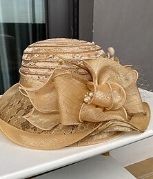 levne -Klobouky Organza Plážové Elegantní S Mašle Přílba Pokrývky Hlavy
