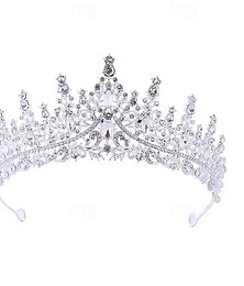 baratos -Acessórios de cabelo de liga de coroa de noiva vestidos de casamento aros de cabelo de diamante galvanizados coroa de aniversário jantar de casamento arnês