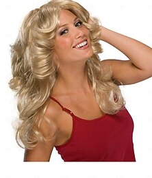 economico -parrucca bionda moda anni '70 voluminosa da donna, taglia unica