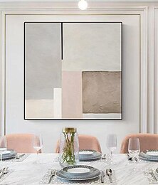 baratos -arte minimalista moderna pintura a óleo pintada à mão arte de parede pintura em tela abstrata cor quente bloco linha pintura imagem para sala de estar decoração de casa