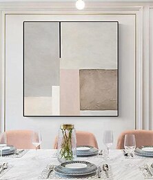 abordables -Pintura al óleo de arte minimalista moderno, arte de pared pintado a mano, pintura en lienzo, pintura abstracta de bloques de colores cálidos, imagen para sala de estar, decoración del hogar