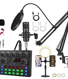 preiswerte -Komplettes Podcast-Studio-Paket BM800 Kondensatormikrofon V8S Audio-Interface Fülllicht Flexible Stromversorgungsoptionen Hervorragende Lautstärkeregelung