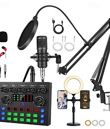 preiswerte -Komplettes Podcast-Studio-Paket BM800 Kondensatormikrofon V8S Audio-Interface Fülllicht Flexible Stromversorgungsoptionen Hervorragende Lautstärkeregelung