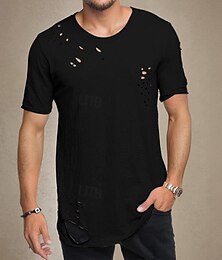 ieftine -Bărbați Tricou Tricouri Cămașă cu mânecă scurtă Tee Top Simplu Stil Nautic Stradă Vacanță Manșon scurt ripped Îmbrăcăminte Modă Designer De Bază