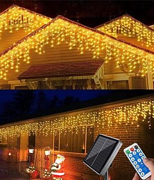 Недорогие -4 м 13 футов светодиодные солнечные гирлянды в виде сосульки, водонепроницаемые свадебные украшения, занавески, гирлянды для спальни, патио, двора, сада, свадьбы
