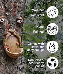 voordelige -boom gezicht vogelvoederbak grappige oude man boom gezicht weerbestendige boom vogelvoederbak hars decoratieve boomkunst voor tuin tuin buiten, boom gezicht boom vogelvoederbak