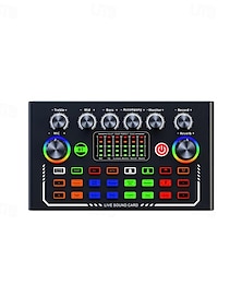 voordelige -f009 audiomixer live geluidskaart en audio-interface met dj-mixereffecten en stemwisselaar podcast productiestudio-apparatuur
