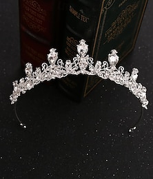economico -Corona da sposa in lega di cristallo, cerchietto per capelli da regina, per feste per bambini, corona di compleanno, corona nuziale semplificata, copricapo, gioielli han