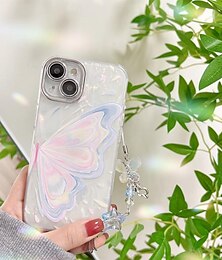 cheap -Phone Case For iPhone 15 Pro Max iPhone 14 13 12 11 Pro Max Plus Back Cover with Wrist Strap Ultra Thin Non-Yellowing Butterfly TPU PC