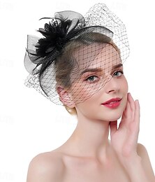 voordelige -fascinators hoed Hoofdkleding Organza Fedorahoed Hoge hoed Sluier Hoed Paardenrace cocktail Elegant Vintage Met Veer Strikken Helm Hoofddeksels