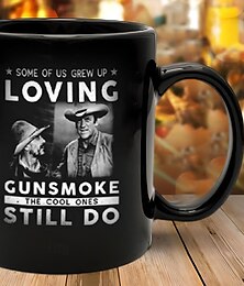 cheap -Loving Gunsmoke Mug Still Do Vintage Street Style 3D Print Coffee Mug,Ceramic Funny Coffee Mug Black, Father's Day Gift 1.2oz/330ml