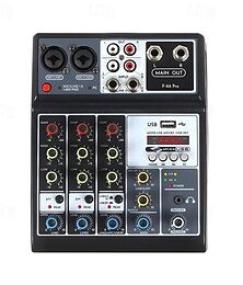 preiswerte -Audiomischer, professionelle 4-Kanal-Audiomischkonsole mit USB-Aufnahme, 48-V-Phantomspeisung, Monitorpfad
