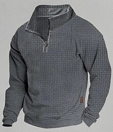 cheap -Men's Sweatshirt Quarter Zip Sweatshirt Black White Army Green Navy Blue Dark Gray Half Zip Plain Sports & Outdoor Daily Holiday Streetwear Basic Casual Spring &  Fall Clothing Apparel Hoodies