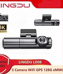 preiswerte -LD08 3 Kameras, 5K-Dashcam, Auto-DVR, eingebauter 128-GB-EMMC-Speicher mit WLAN-Dashcam und GPS-Kamera für Fahrzeugschleifenaufzeichnung