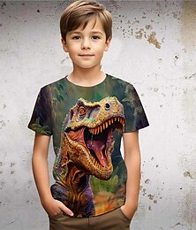 cheap -Boys 3D Dinosaur Tee Shirts Short Sleeve 3D Print Summer Active Sports Fashion Polyester Kids 3-12 Years Crew Neck Outdoor Casual Daily Regular Fit