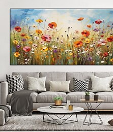baratos -pintura a óleo de flores sobre tela feita à mão abstrata colorida flor floral pintura a óleo pintada à mão arte de parede pintura de primavera para decoração de parede de sala de estar