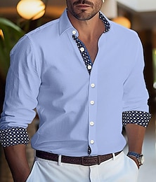 abordables -Homme Chemise Chemise boutonnée Chemise décontractée Noir Blanche Bleu de minuit Bleu clair manche longue Bloc de couleur Revers du quotidien Vacances Patchwork Vêtement Tenue Mode Décontractées