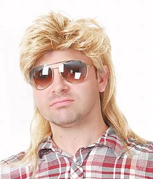economico -parrucche triglia per uomo costumi anni '80 accessorio per feste di fantasia parrucca cosplay biondo chiaro