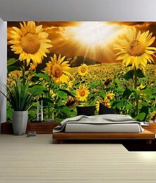 preiswerte -Sonnenblumen hängender Wandteppich, Wandkunst, großer Wandteppich, Wanddekoration, Fotografie, Hintergrund, Decke, Vorhang, Zuhause, Schlafzimmer, Wohnzimmer, Dekoration