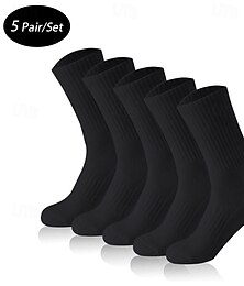abordables -Hombre Paquete de 5 Paquetes múltiples Calcetín Calcetas Calcetines para correr Calcetines informales Negro Blanco Color Plano Deporte Casual Diario Básico Medio Primavera Otoño Moda