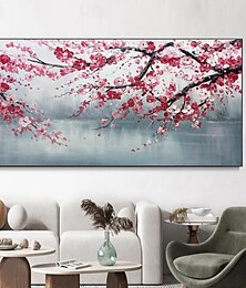 cheap -Large Plum Blossom Oil Painting Hand painted Pink Flowers Canvas Wall Art Thick Texture Palette Knife Painting Bedside Art Anniversary Gift Home Decor