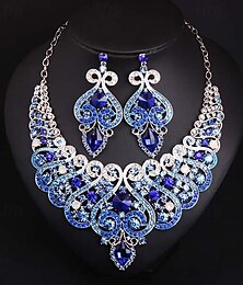 abordables -Parure de Bijoux 3 pièces Strass Alliage Boucles d'Oreilles Colliers décoratif Femme Elégant Rétro Vintage mode Géométrique Forme Géométrique Parure de Bijoux Pour Mariage Soirée Occasion spéciale