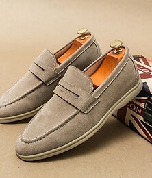 cheap -Men's Dress Loafers Penny Loafers Suede Shoes Business Casual Daily Comfortable Shoes Black Khaki Beige Summer Spring
