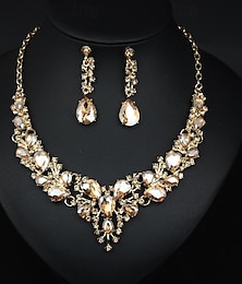 abordables -Parure de Bijoux 3 pièces Verre Alliage 1 Collier Boucles d'Oreilles Femme Elégant Rétro Vintage Mode Géométrique Forme Géométrique Parure de Bijoux Pour Mariage Soirée robe demoiselle d honneur