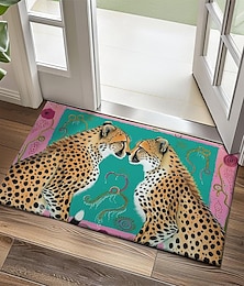 abordables -Felpudo de leopardo dúo, alfombras lavables, alfombra de cocina, alfombra antideslizante a prueba de aceite, alfombra interior y exterior, decoración de dormitorio, alfombra de baño, alfombra de