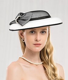 economico -cappelli copricapo berretto in fibra cappello da sole cappello piattino cappello da sposa tea party matrimonio elegante con bowknot perle copricapo copricapo