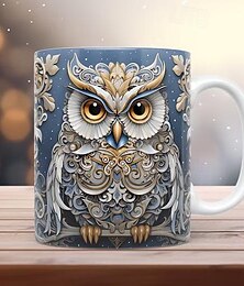 abordables -Tazas de búho 3D, taza divertida de animales 3D, tazas multiusos con diseño de espacio creativo, taza de café para amantes de los animales, linda taza de café de cerámica, regalos de Navidad de