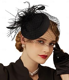 levne -Retro 50. léta 20. léta 20. století Fascinátoři Hat Závojová čelenka Pro nevěstu Maškarní kostým Dámské Karneval Plesová maškaráda Večírek loučení se svobodou nevěsty Dospělí Doplňky do vlasů
