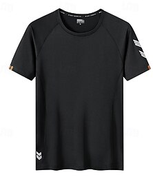preiswerte -Herren T Shirt Fitnessstudio-Shirt Sport-T-Shirt Rundhalsausschnitt Kurzarm Sport & Natur Urlaub Casual Fitnessstudio Schnell Trocknend Atmungsaktiv Glatt Schwarz Weiß Sportkleidung Modisch Basic