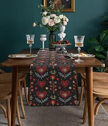 abordables -inspiré par William Morris Art Style imprimé chemin de table de style campagnard, décoration de table à manger de cuisine, chemin de table imprimé pour intérieur et extérieur, maison, ferme,