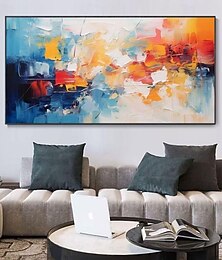 billiga -handgjord oljemålning duk väggkonst dekoration horisontell modern färgrik abstrakt för heminredning rullad ramlös osträckt målning