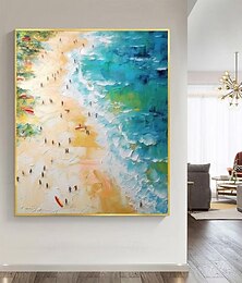 abordables -Peinture à l'huile faite à la main toile mur art décoration abstraite été paysage marin peinture plage océan pour la décoration intérieure roulé sans cadre peinture non étirée