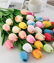 levne -10ks umělých květin pu tulipán v realistických barvách: ideální pro domácí výzdobu, svatební dekorace a události - realistické tulipány pro větší eleganci