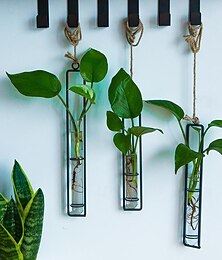 billiga -väggdekoration kreativ järn glas vas hampa rep hänge vardagsrum hydroponisk pothos växtbehållare hängande