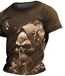 cheap -Graphic Skulls Daily Designer Retro Vintage Men's 3D Print T shirt Tee Tee Top Sports Outdoor Holiday Going out T shirt Black Navy Blue Brown Short Sleeve Crew Neck Shirt Spring & Summer Clothing