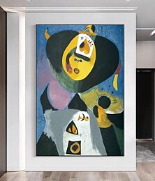 preiswerte -Handgemalte Kopien berühmter Joan Miro-Gemälde auf Leinwand, moderne Kunstwerke, abstrakte Leinwand-Wandkunstbilder für Wohnzimmerdekoration (Tänzerin, Herz, Liebe), rahmenlos