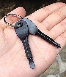 お買い得  -ポータブルプラス2個 & マイナスドライバーキーリングセット - キャンプアクセサリー用の多機能ミニポケット修復ツールガジェット