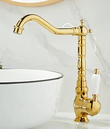 economico -Lavandino rubinetto del bagno - Cascata Galvanizzato Installazione centrale Una manopola Un foroBath Taps