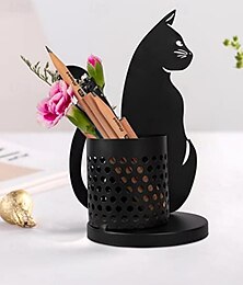 levne -držák na tužky pro kočky na stůl, organizér držák na pero do ložnice/kanceláře, kovová broušená domácí dekorace na střed stolu, černé dárky pro milovníky koček, váza na pampovou trávu