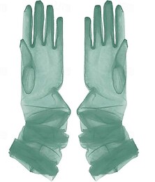 cheap -Aislor Women's Long Tulle Gloves Sheer Wedding Bridal Gloves Elbow Length Opera Party Gloves