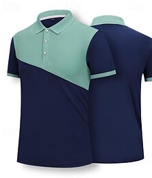 お買い得  -男性用 ゴルフシャツ ゴルフポロ カジュアル スポーツ ラペル 半袖 ベーシック 近代の カラーブロック パッチワーク ボタン 春夏 レギュラー イエロー レッド ダークブルー オレンジ グリーン グレー ゴルフシャツ