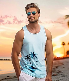 cheap -Graphic Fashion Outdoor Casual Men's 3D Print Tank Top Vest Top Undershirt Street Casual Daily T shirt White Blue Sleeveless Crew Neck Shirt Spring & Summer Clothing Apparel S M L XL 2XL 3XL