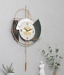 preiswerte -Wanduhr, moderne große Wanduhren für Heimdekoration, geräuschlos, nicht tickend, große Pendelwanduhr für Wohnzimmer, batteriebetrieben, goldfarben, dekorative Wanduhr für Schlafzimmer, Büro, Küche, Wanddekoration, 44 x 64 cm