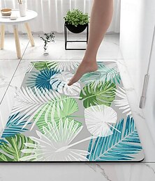 preiswerte -nordische grüne Blatt Badezimmer Badematte rutschfest kreative saugfähige Badezimmer Teppich Kieselgur rutschfest