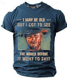 billige -clint eastwood t-skjorter jeg er kanskje gammel, men jeg fikk se retro vintage casual street style herre t-skjorte med 3d print t-skjorte sport utendørs ferie gå ut t-skjorte svart kortermet skjorte med rund hals